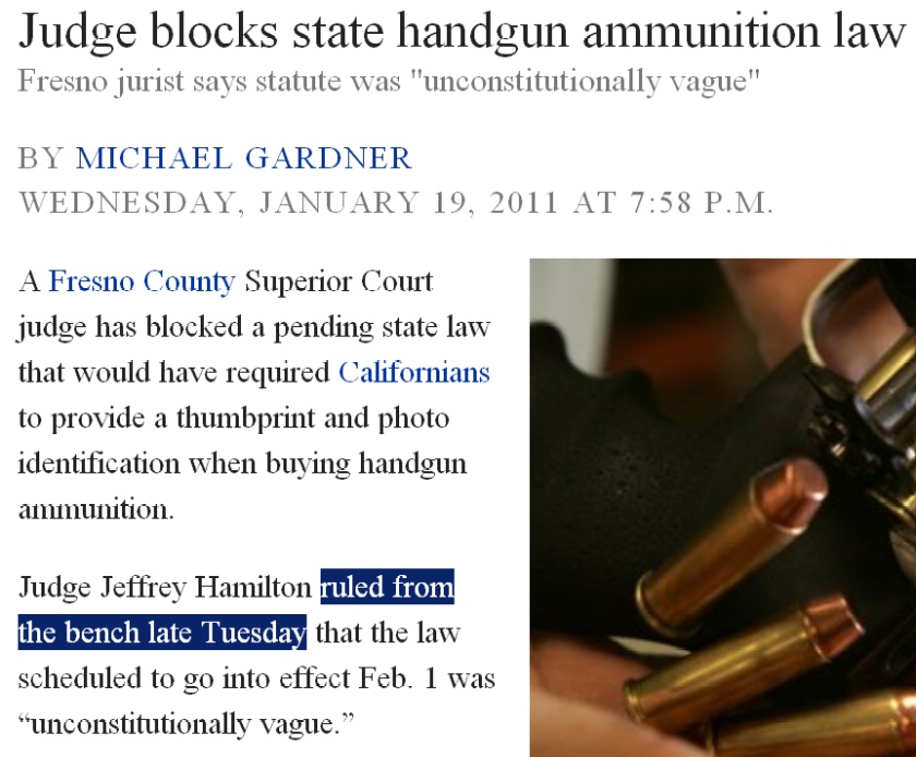The judge's decision was handed down "late Tuesday," according to the San Diego Union Tribune.