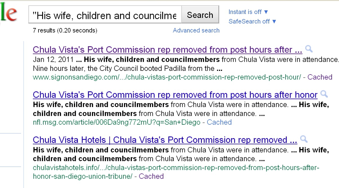 Union-Tribune blooper from Google cache. Click image to enlarge.